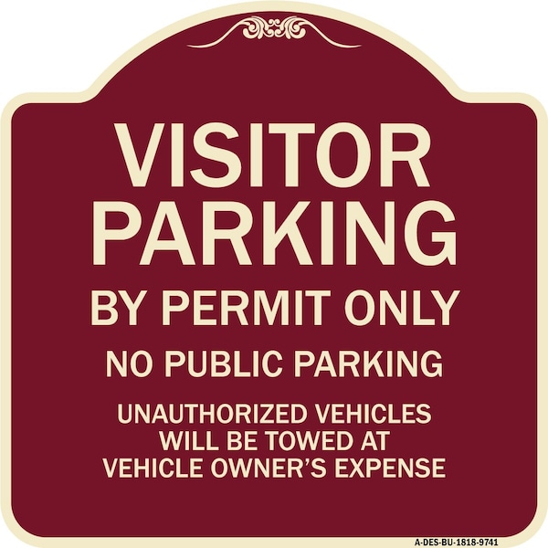 Designer Series-Visitor Parking By Permit Only No Public Parking, 18" x 18", BU-1818-9741